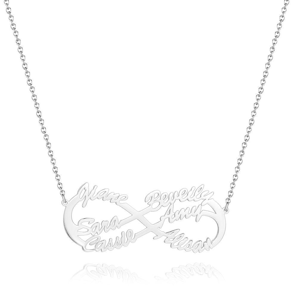 Infinity Six  Name Necklace - Silver