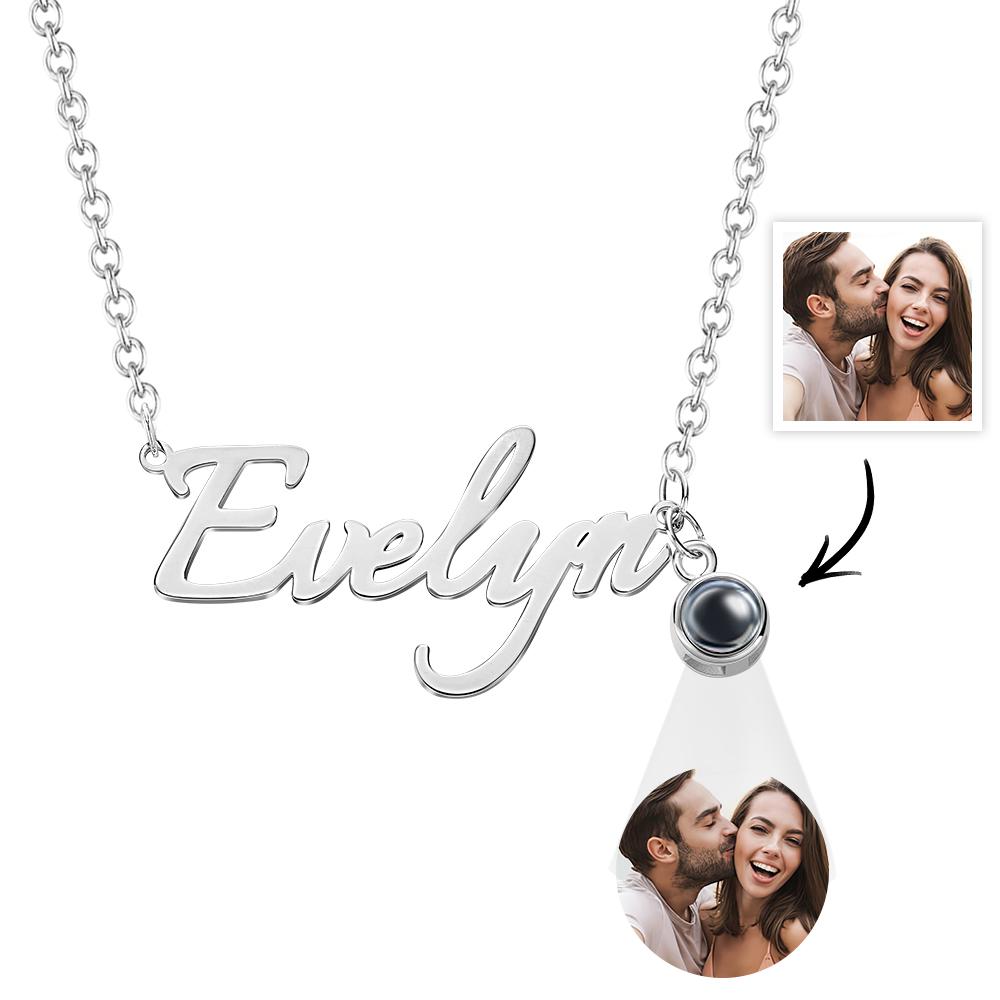 Soufeel Personalized Name And Picture Projection Necklace Creative Gift