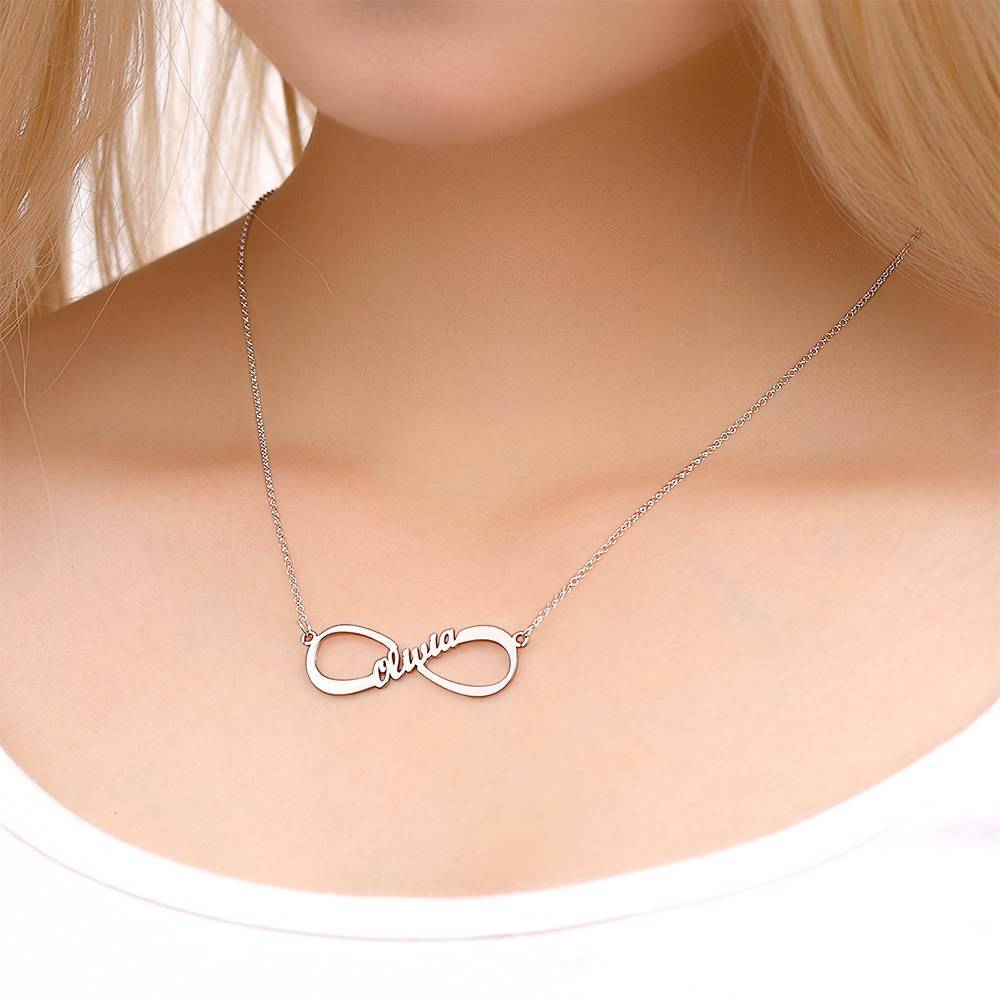 Name Necklace, Infinity Necklace Classical Style Silver