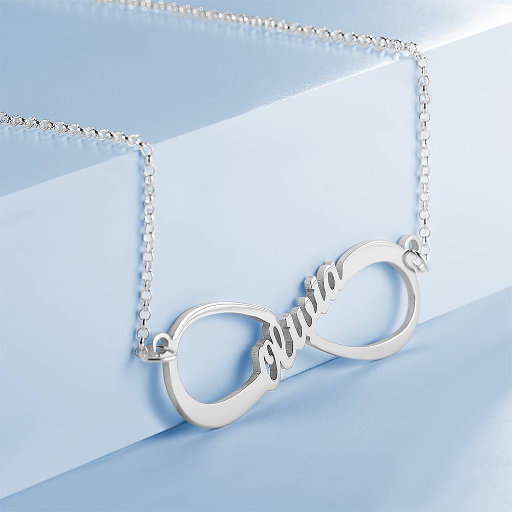 Name Necklace, Infinity Necklace Classical Style Silver