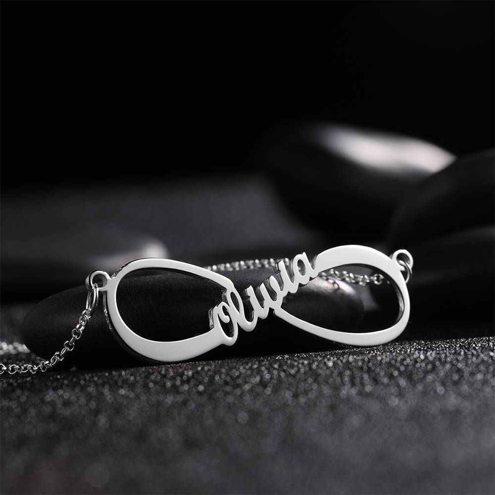Name Necklace, Infinity Necklace Classical Style Silver