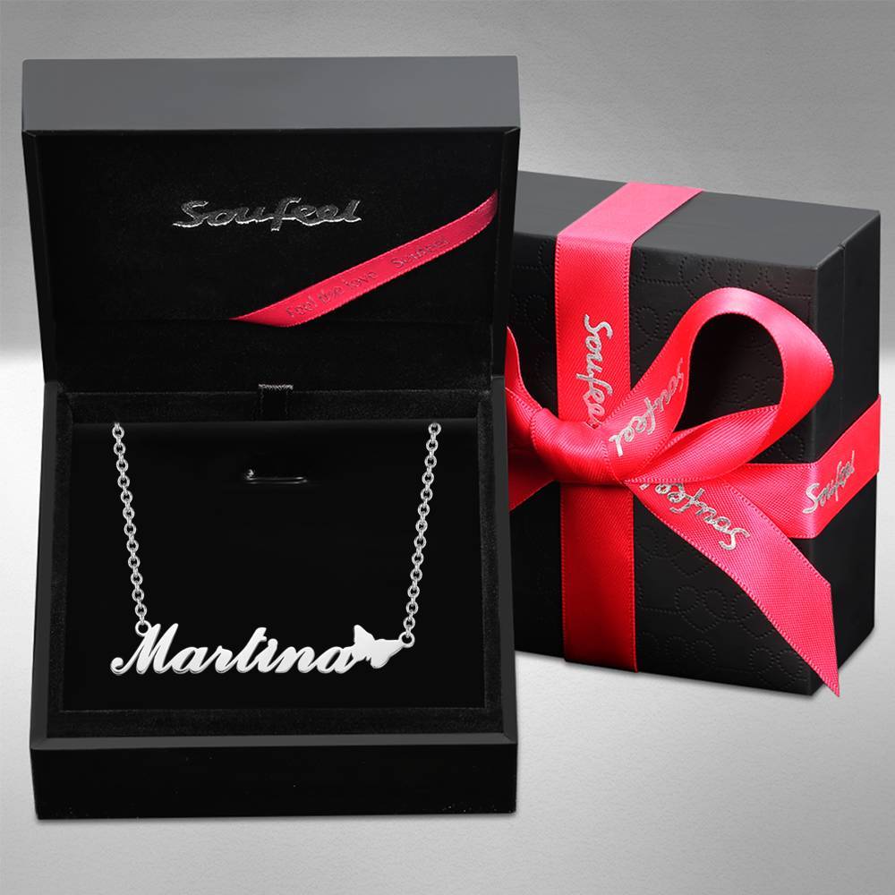 Personalized Butterfly Name Necklace, Perfect Gift for Girlfriend Silver