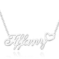 Personalized Name Necklace with Little Heart, Gifts for Her Platinum  Plated Silver