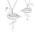 Name Necklace with Birthstone Necklace Flamingo Pendant Unique Gifts Silver