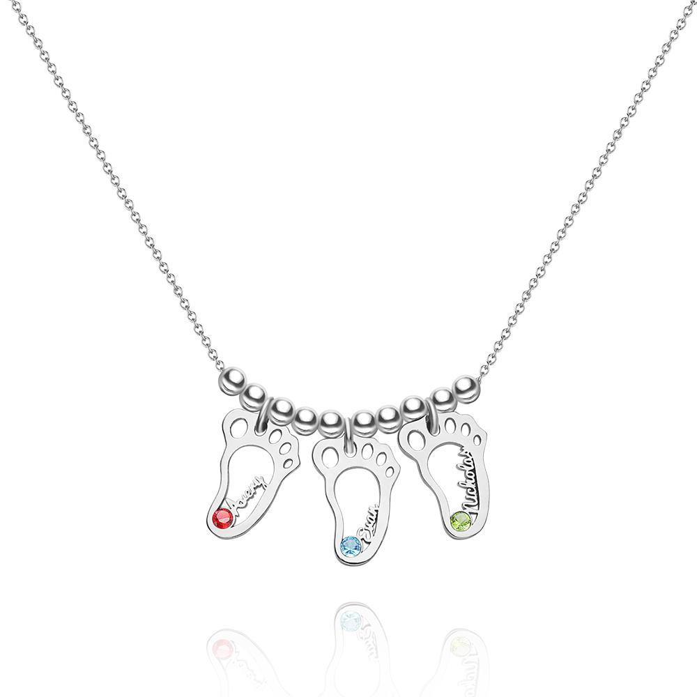 Name Necklace with Custom Birthstone Memorial Gifts Silver (1-6 Feet)