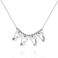 Name Necklace with Custom Birthstone Gifts for Her/Mom Silver (1-6 Feet)
