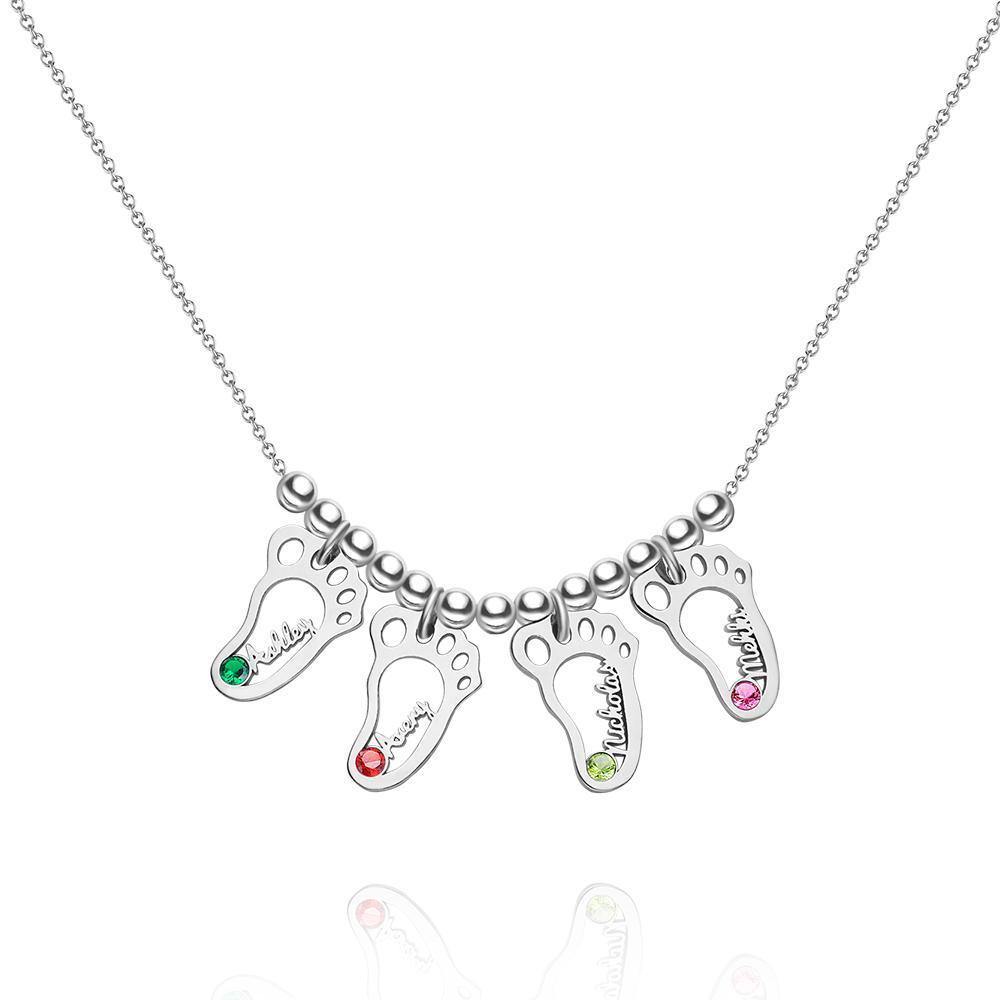 Name Necklace with Custom Birthstone Gifts for Her/Mom Silver (1-6 Feet)