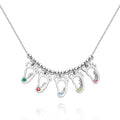 Custom Birthstone Necklace with Names Unique Design Elegant Necklace Silver (1-6 Feet)