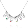 Custom Birthstone Necklace with Names Mother's Necklace Memorial Gifts Silver (1-6 Feet)