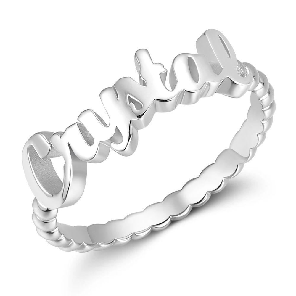Name Rings, Personalize Gift For Her Platinum Plated - Silver