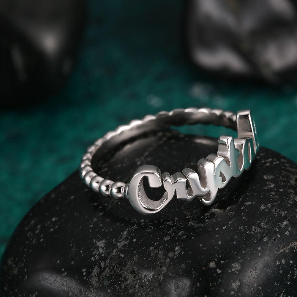 Name Rings, Personalize Gift For Her Platinum Plated - Silver