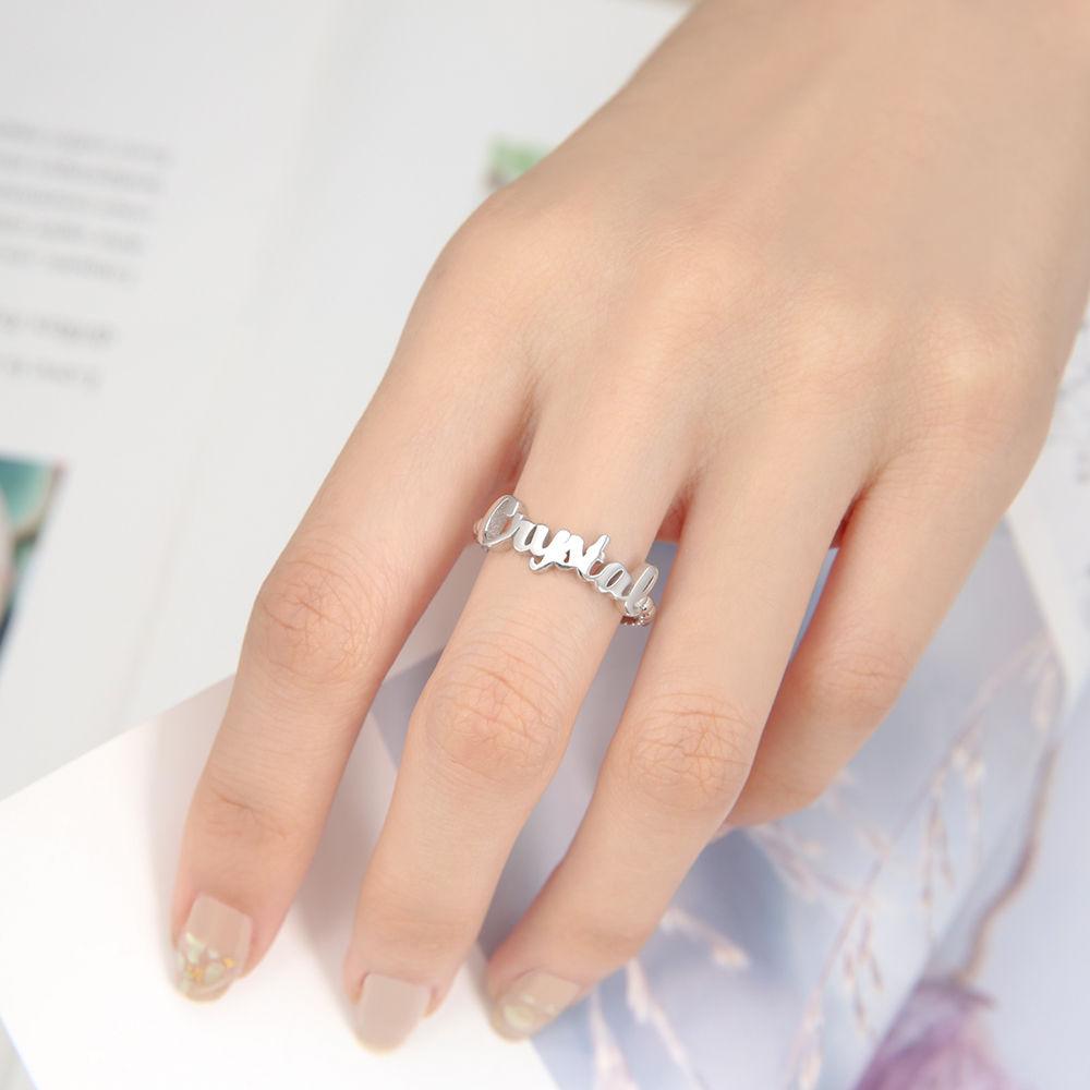 Name Rings, Personalize Gift For Her Platinum Plated - Silver