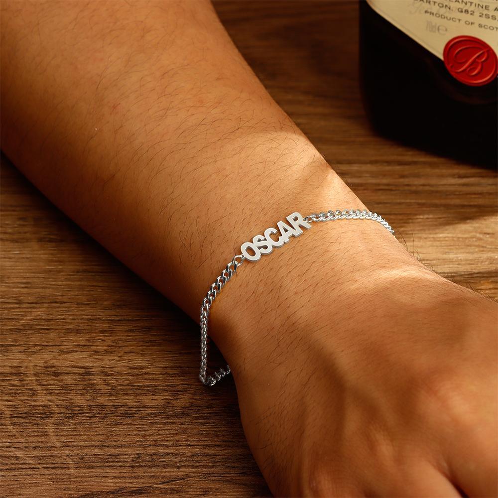 Men's Bracelet Dainty Name Bracelet Hypoallergenic Gift for Husband - Gold Plated