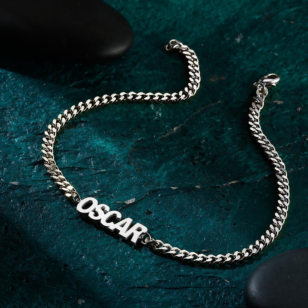 Men's Bracelet Dainty Name Bracelet Hypoallergenic Gift for Husband - Gold Plated