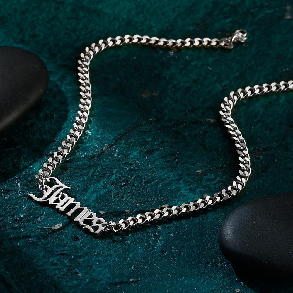 Custom Men's Bracelet Dainty Name Bracelet Hypoallergenic Gift for Business Man -Silver