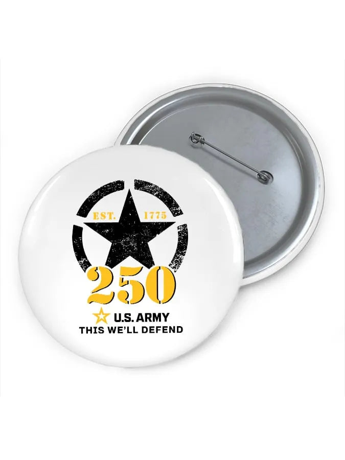 Vintage U.S. Army 250th Anniversary This We'll Defend Est.1775 Print Brooch