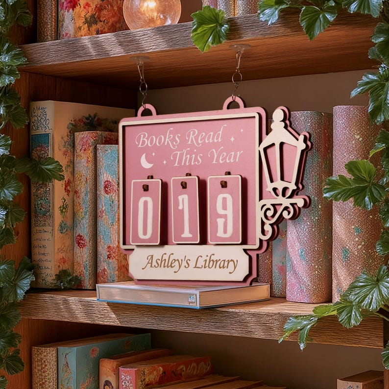 Personalized Books Read Tracker Books Read This Year Bookshelf Counter Bookish Decor Bookish Gift Gift for Readers Book Lovers Gift