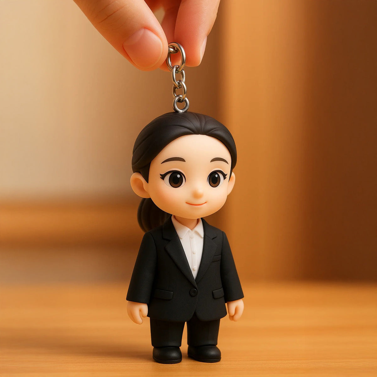 Custom 3D Keychain Figure from Your Photo Personalized Mini Doll in Business Suit Unique Gift Idea