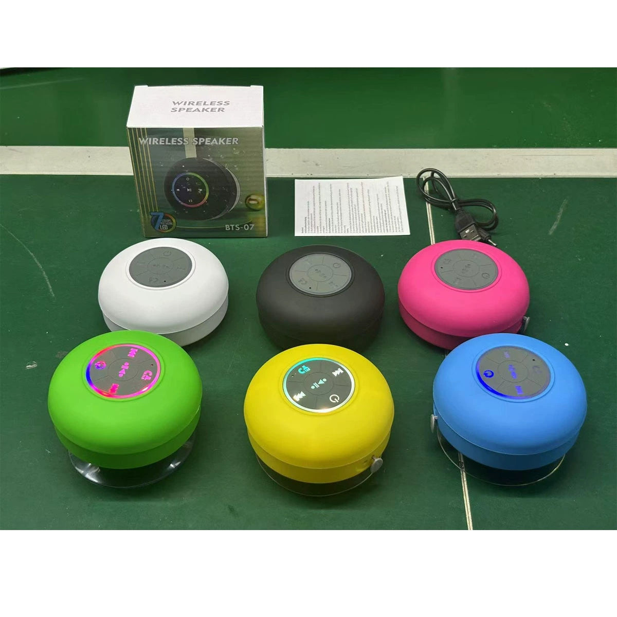 Bathroom Speaker With Large Suction Cup Waterproof Bluetooth Speaker With Led Color Display Christmas Gifts