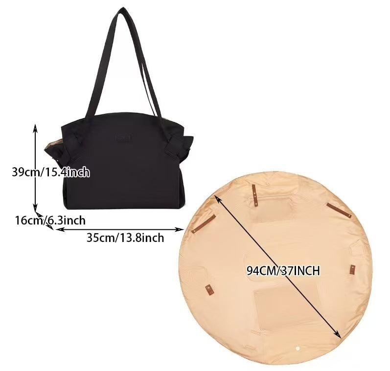 2-in-1 Travel Duffle Bag and Picnic Mat Large Capacity Foldable Shoulder Bag Convertible Camping Storage Tote Wear-Resistant Crossbody Bag for Women