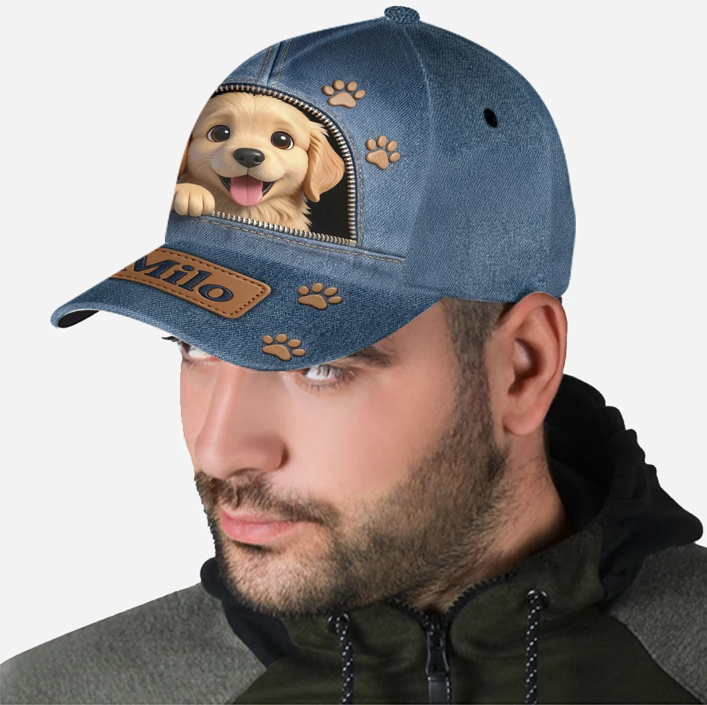 Personalized Dog Photo Hat | Custom Pet Portrait Baseball Cap, Dog Lover Gift, Embroidered Dog Face Cap for Men & Women