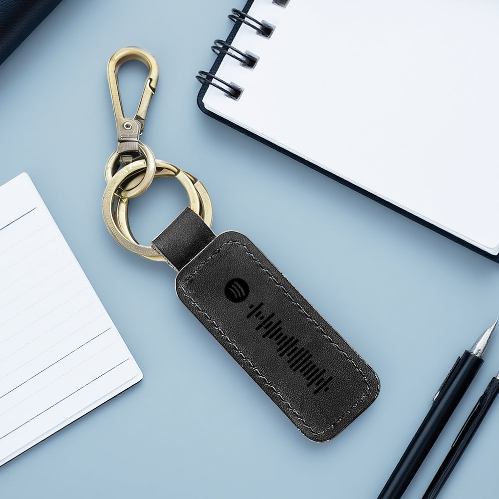 Custom Spotify Leather keychain Personalized Scannable Spotify keychain Anniversary Gift Valentines Day Gift Husband Birthday Gift