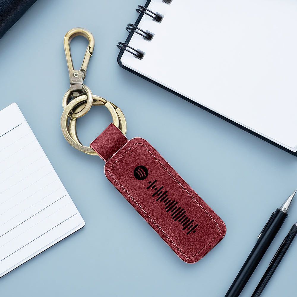 Custom Spotify Leather keychain Personalized Scannable Spotify keychain Anniversary Gift Valentines Day Gift Husband Birthday Gift