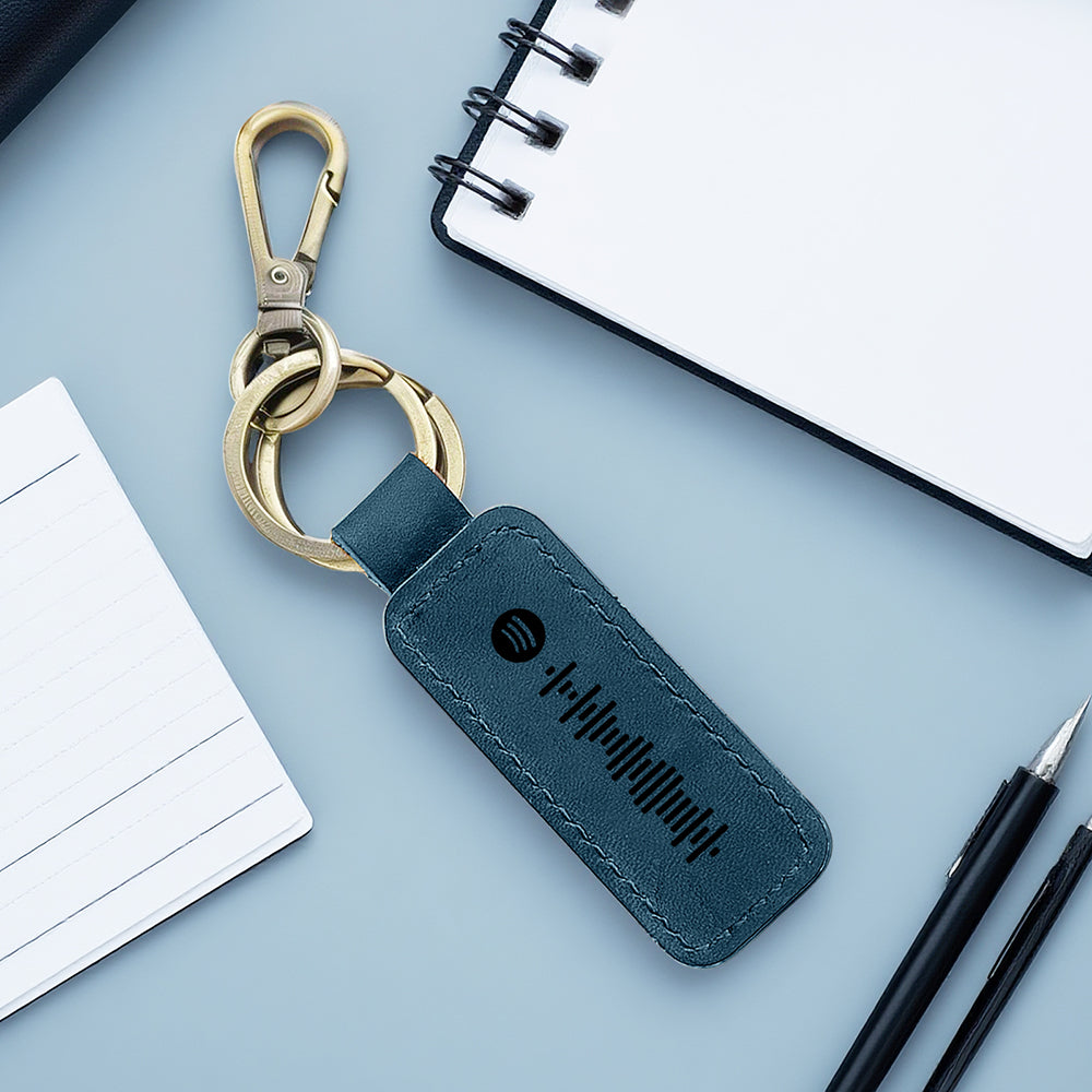 Custom Spotify Leather keychain Personalized Scannable Spotify keychain Anniversary Gift Valentines Day Gift Husband Birthday Gift