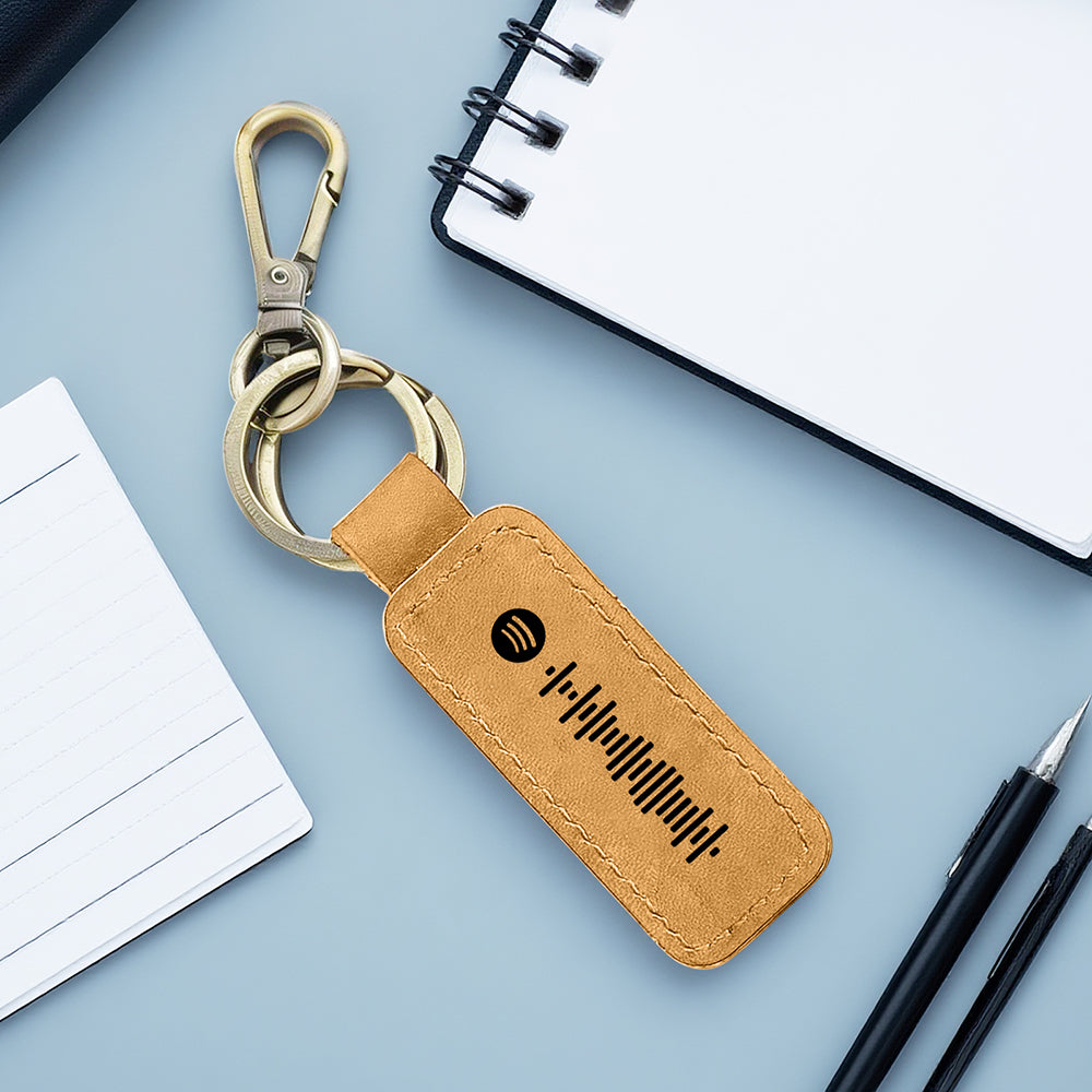 Custom Spotify Leather keychain Personalized Scannable Spotify keychain Anniversary Gift Valentines Day Gift Husband Birthday Gift