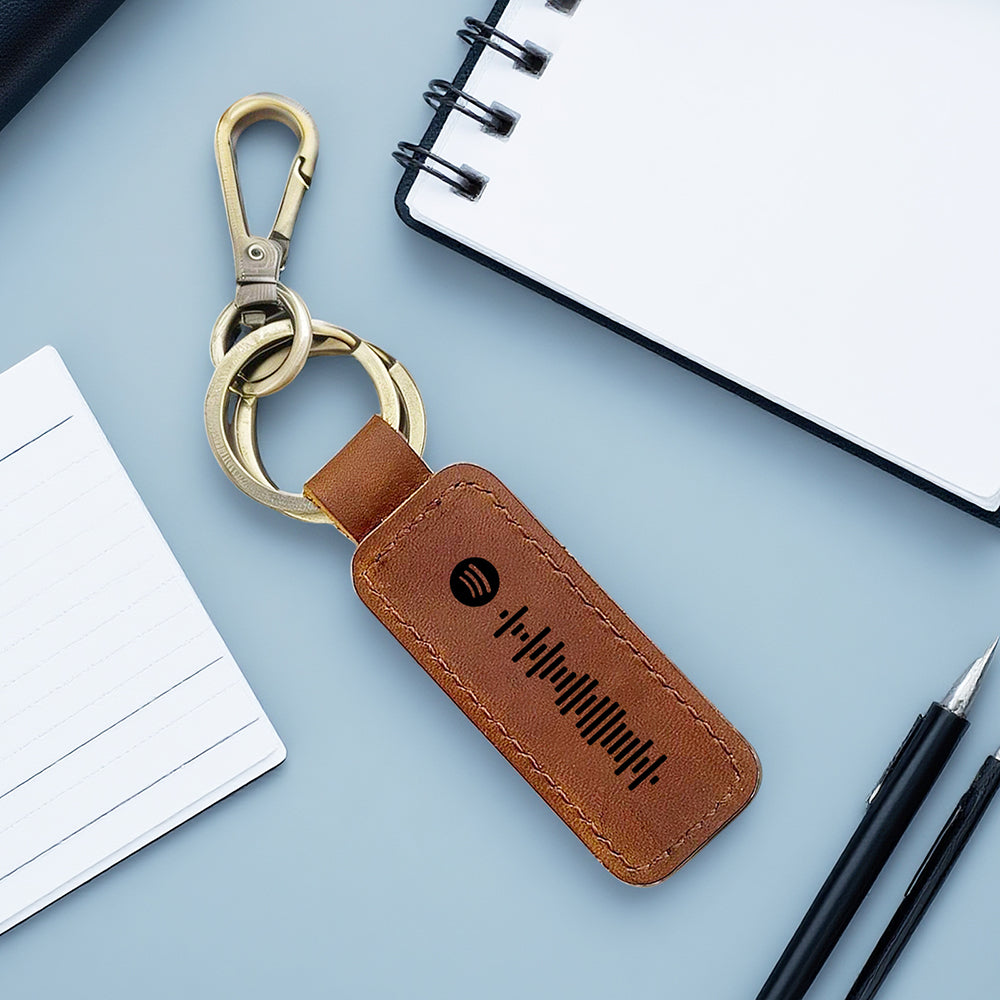 Custom Spotify Leather keychain Personalized Scannable Spotify keychain Anniversary Gift Valentines Day Gift Husband Birthday Gift