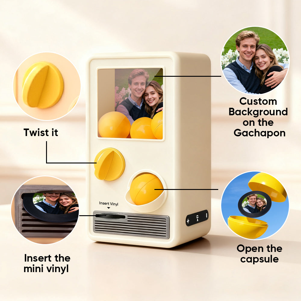 TT ALL Personalized Music and Photo Music Gachapon Machine Custom Song Mini Record Box Retro Gifts for Her Christmas Gifts