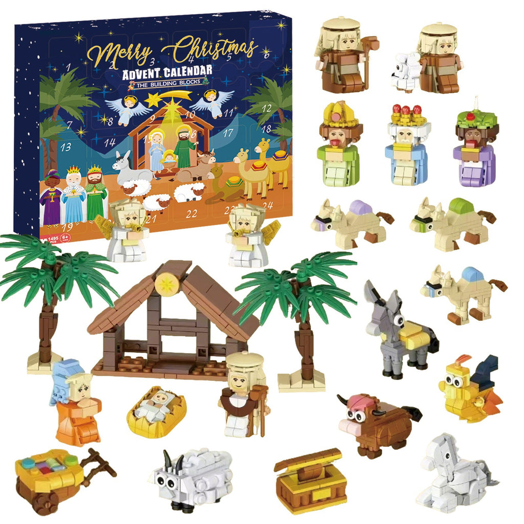 Christmas 24 Days Countdown Nativity Scene Building Block Set Christmas Advent Calendar Gift