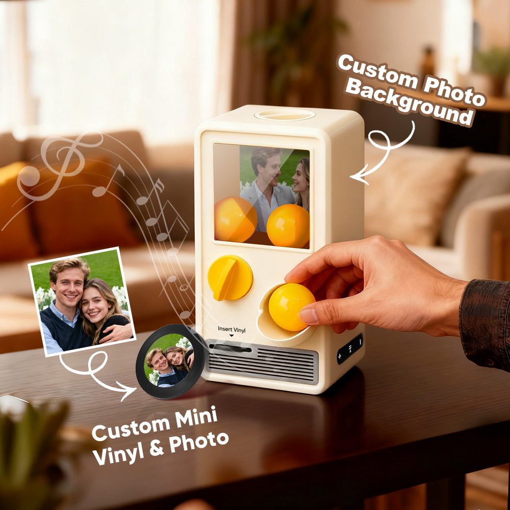 TT ALL Personalized Music and Photo Music Gachapon Machine Custom Song Mini Record Box Retro Gifts for Her Christmas Gifts