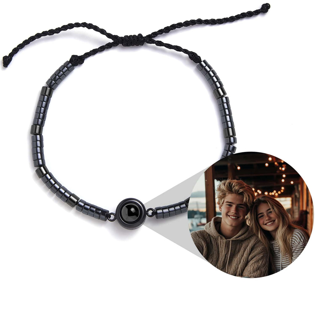 Personalized Beaded Photo Bracelet Custom Projection Bracelet Christmas Gift for Him