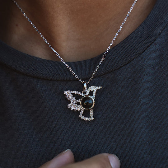 Personalized Bird Photo Necklace Custom Projection Gem Crystal Necklace Christmas Gifts for Wife