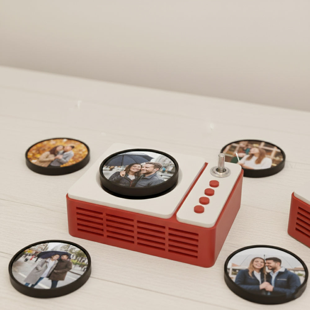 Personalized Mini Record Player with Custom Photo & Song - Unique Music Christmas Gift