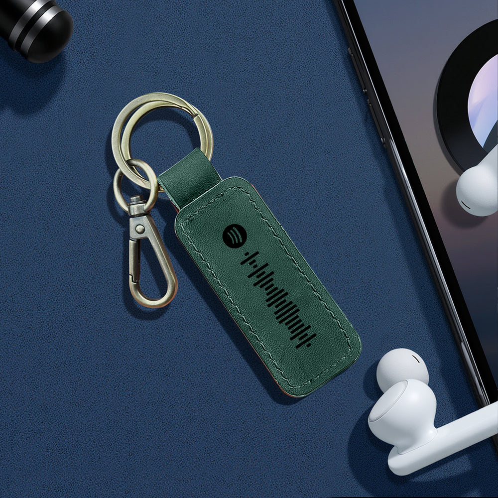Custom Spotify Leather keychain Personalized Scannable Spotify keychain Anniversary Gift Valentines Day Gift Husband Birthday Gift