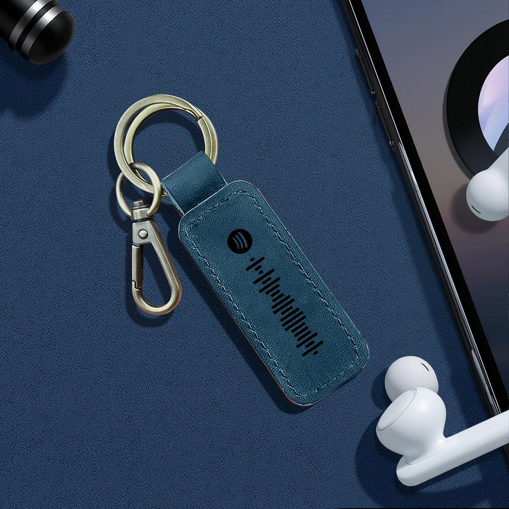 Custom Spotify Leather keychain Personalized Scannable Spotify keychain Anniversary Gift Valentines Day Gift Husband Birthday Gift