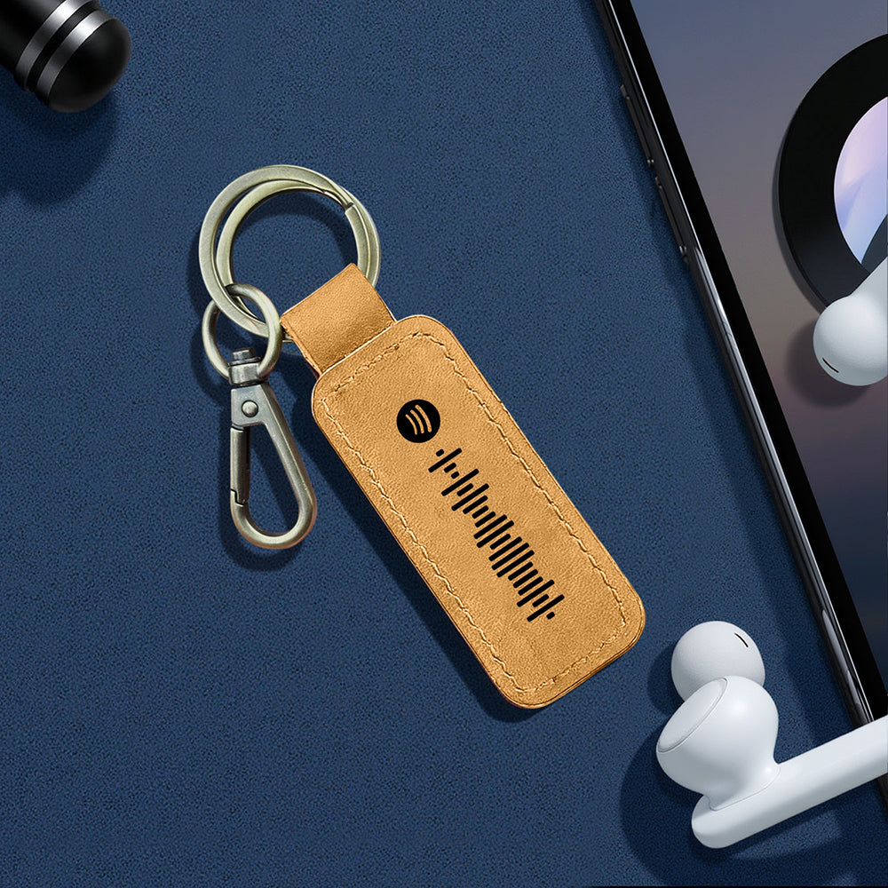 Custom Spotify Leather keychain Personalized Scannable Spotify keychain Anniversary Gift Valentines Day Gift Husband Birthday Gift