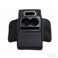 Custom Name 5 in 1 Nappa Leather Console Armrest Cover, Black | Built-in cup holder, tissue slot, phone holder & 2 storage pockets, practical car accessories fit SUV sedan truck