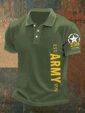 Man's Vintage U.S. Army 250th Anniversary This We'll Defend Est.1775 Printed Polo Shirt