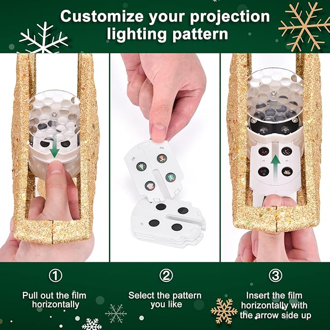 Christmas Tree Topper Star Lighted With 6 Projection Modes Christmas Star Tree Topper With Led Rotating Lights Gold Tree Topper 3d Glitter Dynamic Projection For Xmas Party Holiday Decorations