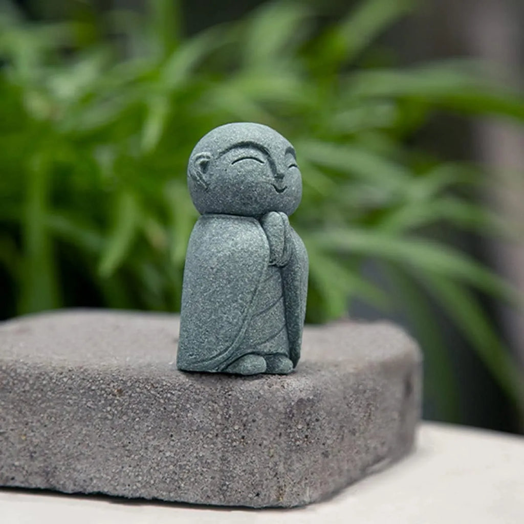 Handcrafted Stone Zen Jizo Statue Full Set