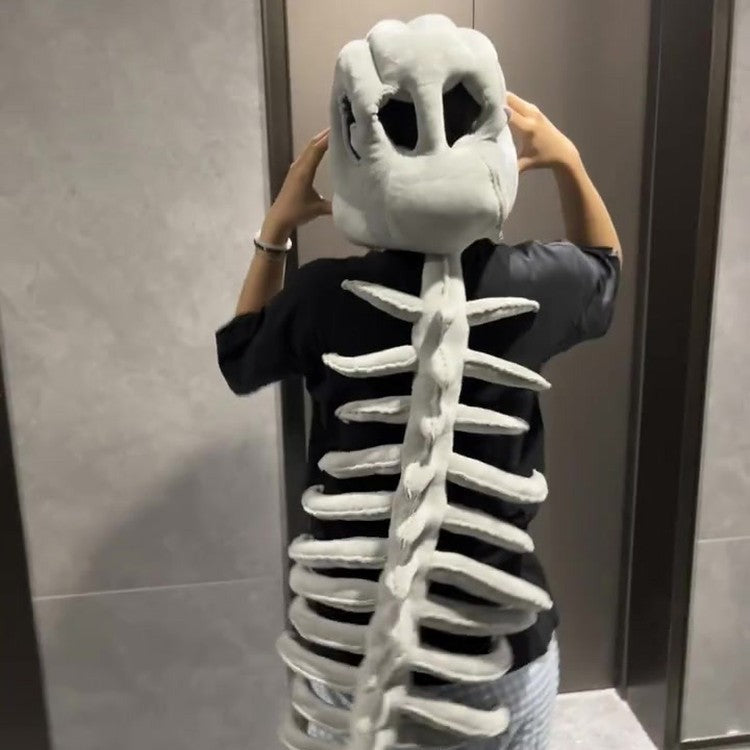 Funny Dinosaur Skeleton Plush Toy Costume Creative Dino Head Plush Dress-Up Doll Cute Gift