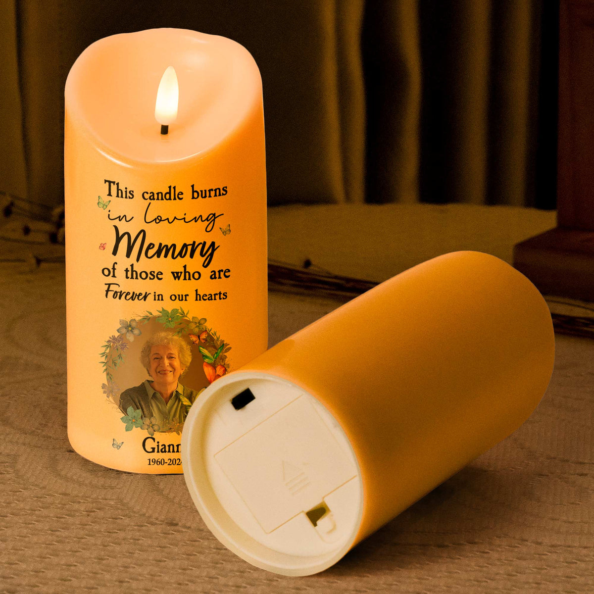 Personalized Photo LED Candle This Candle Burns In Loving Memory Memorial Gift for Grandma