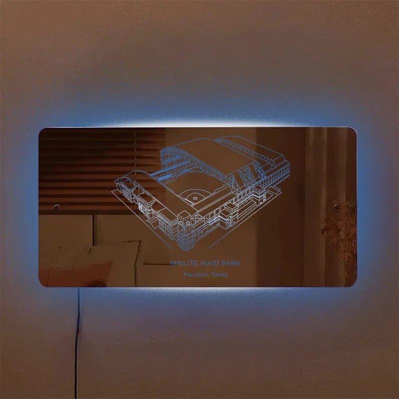 Globe Life Field Mirror Light Custom Your Slogan Text Personalized Gift for Sport Lover