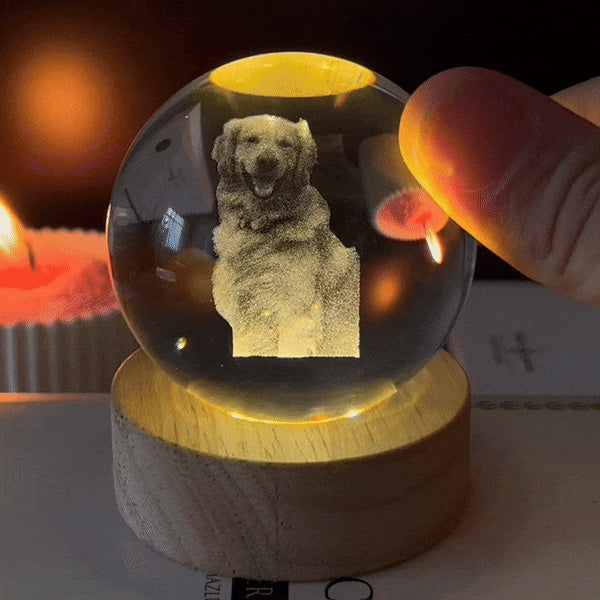 Custom Photo Crystal Ball Night Light Personalized Photo Crystal Light Gift for Pet Lovers