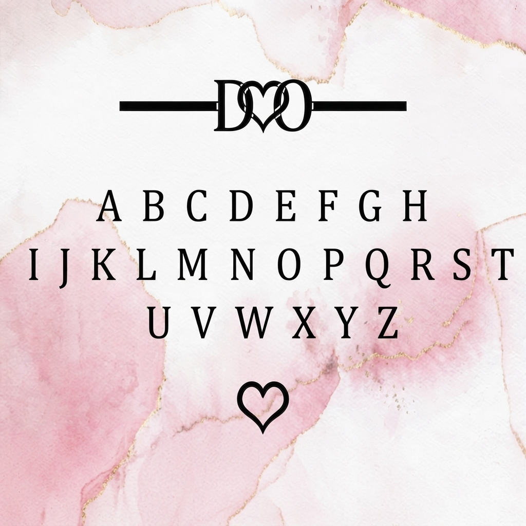 Personalized Letter Couple Initial Ring with Heart