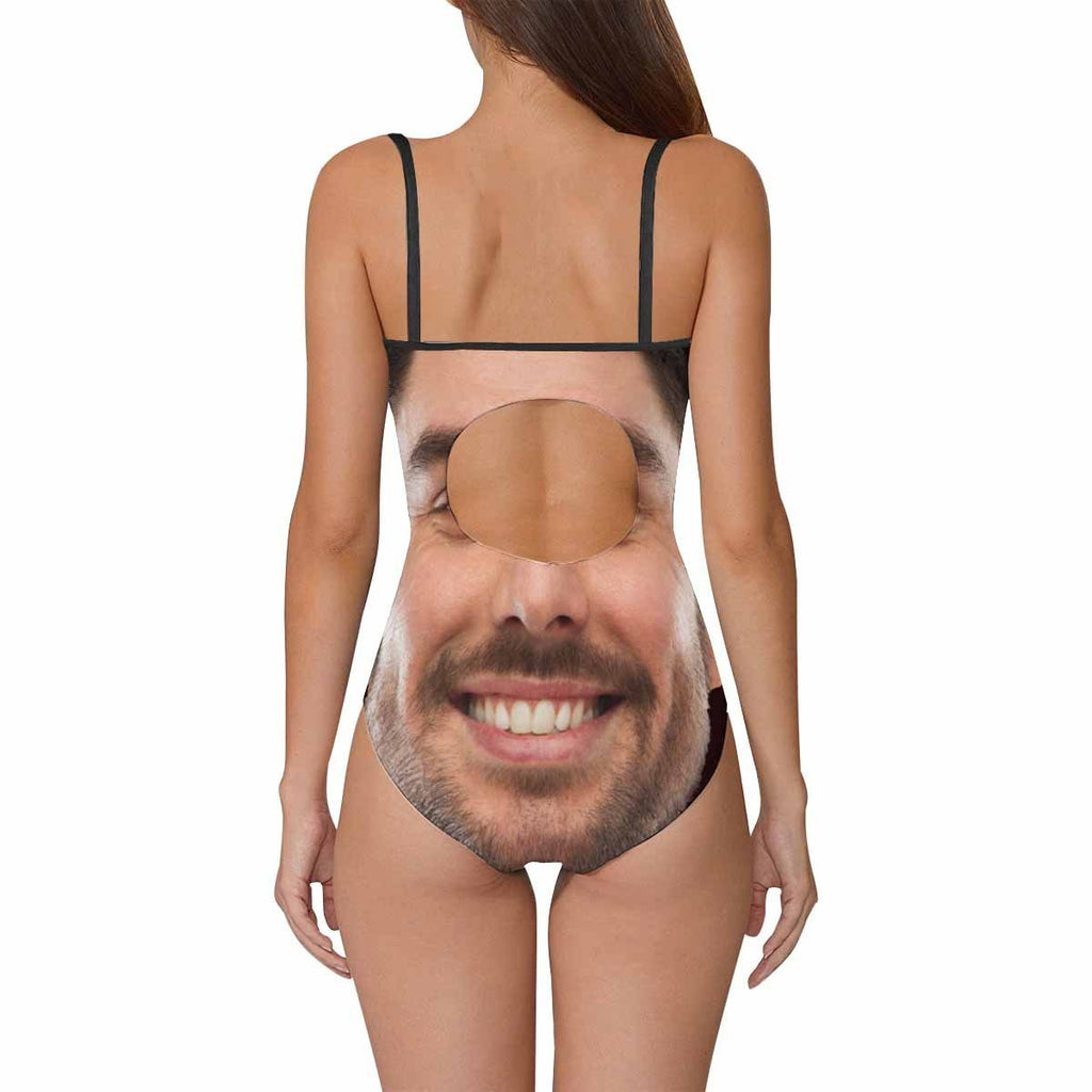 Custom Face Swimwear Women's Photo Slip One Piece Swimsuit - Boyfriend Face