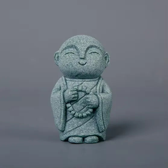 Handcrafted Stone Zen Jizo Statue Full Set
